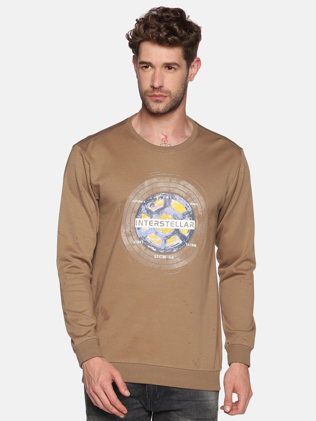 

SHOWOFF Men Beige Printed Sweatshirt