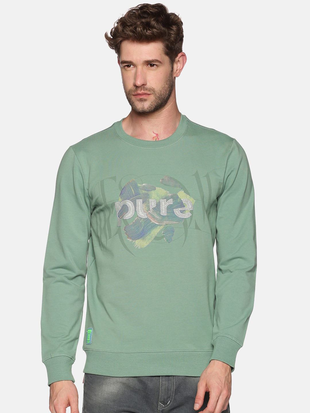

SHOWOFF Men Green Printed Sweatshirt