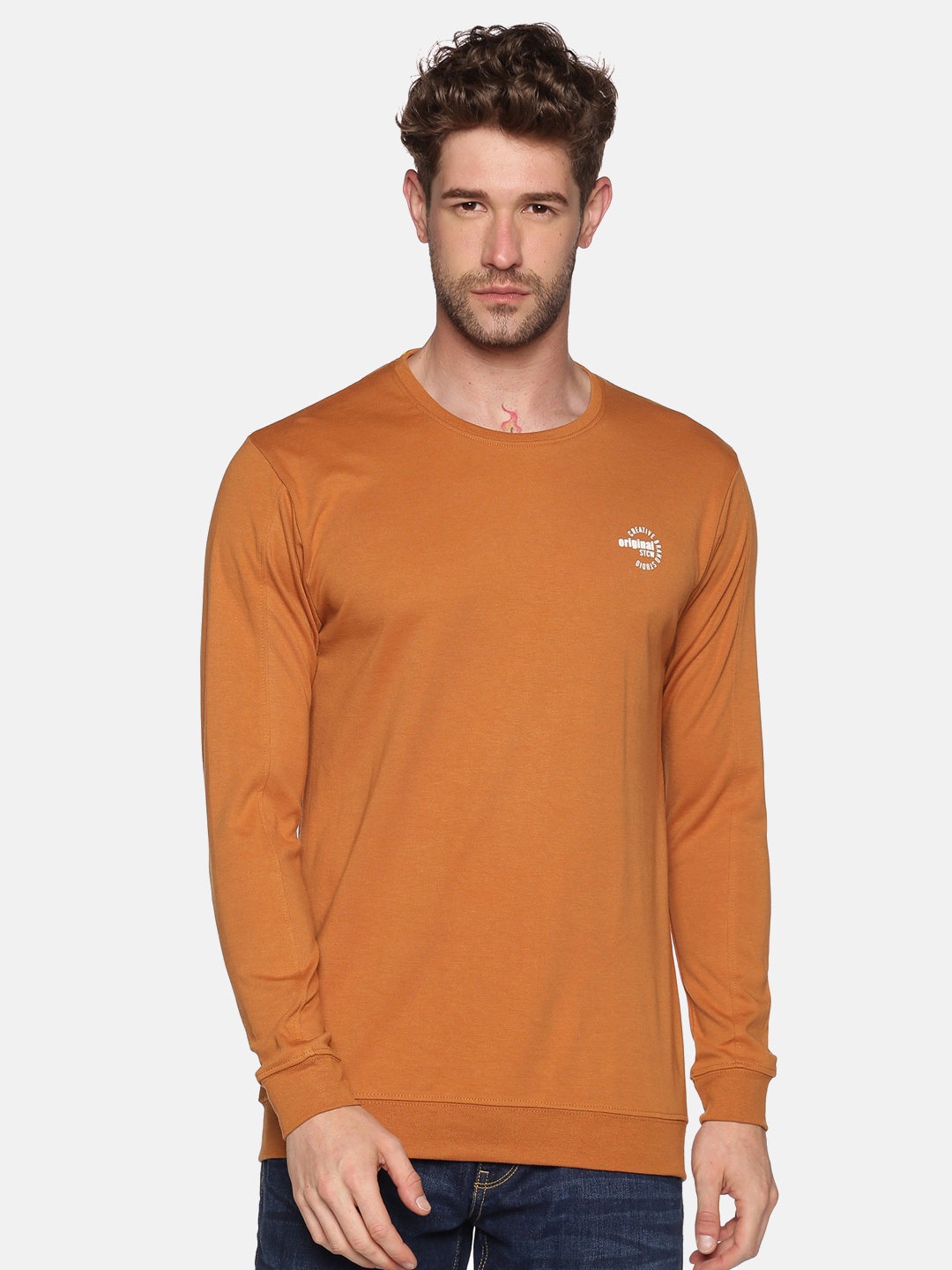 

SHOWOFF Men Tan Brown Sweatshirt