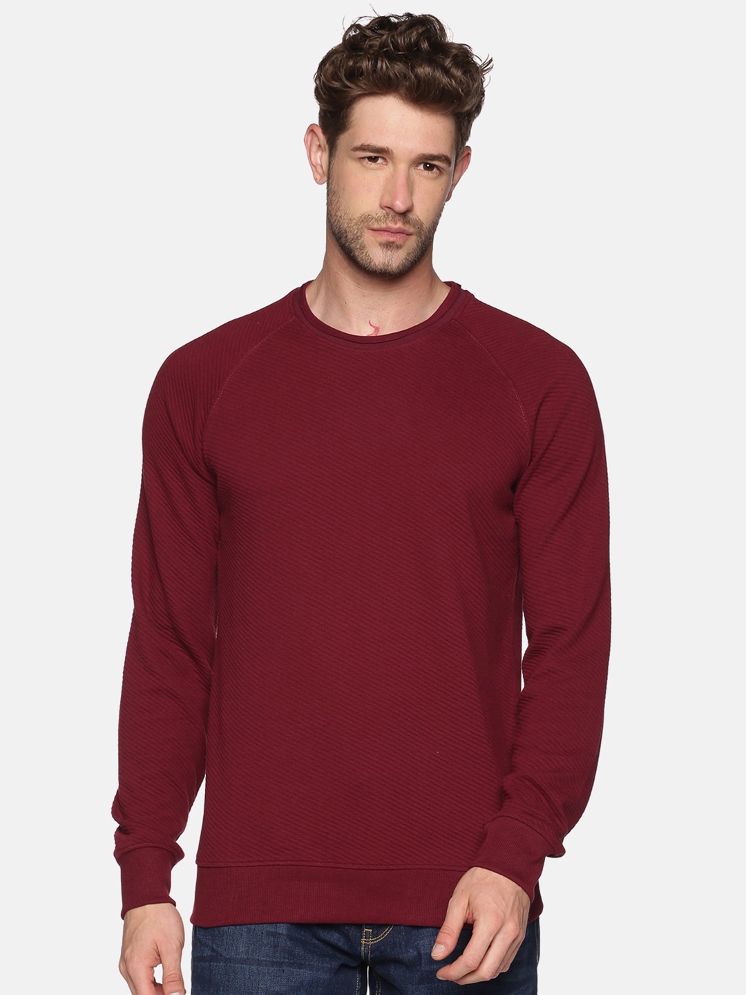 

SHOWOFF Men Maroon Cotton Sweatshirt