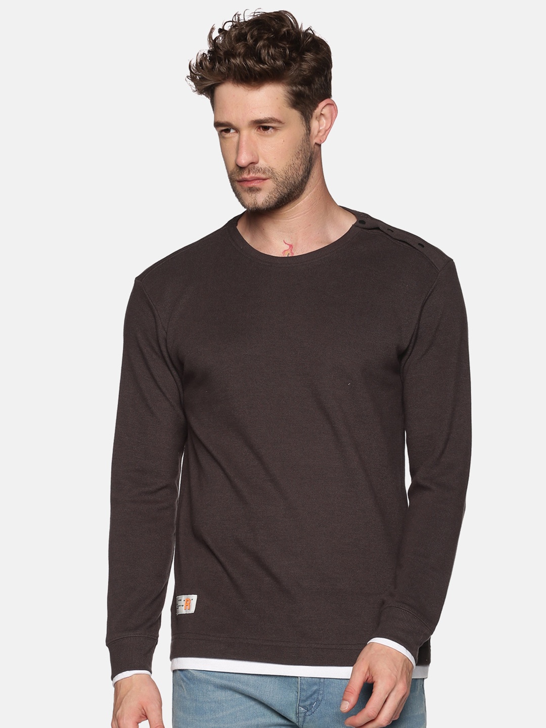 

SHOWOFF Men Grey Cotton Sweatshirt