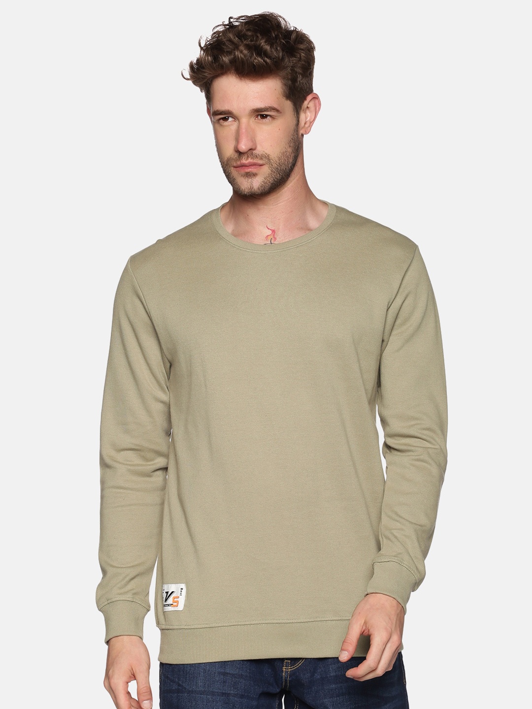 

SHOWOFF Men Green Solid Sweatshirt