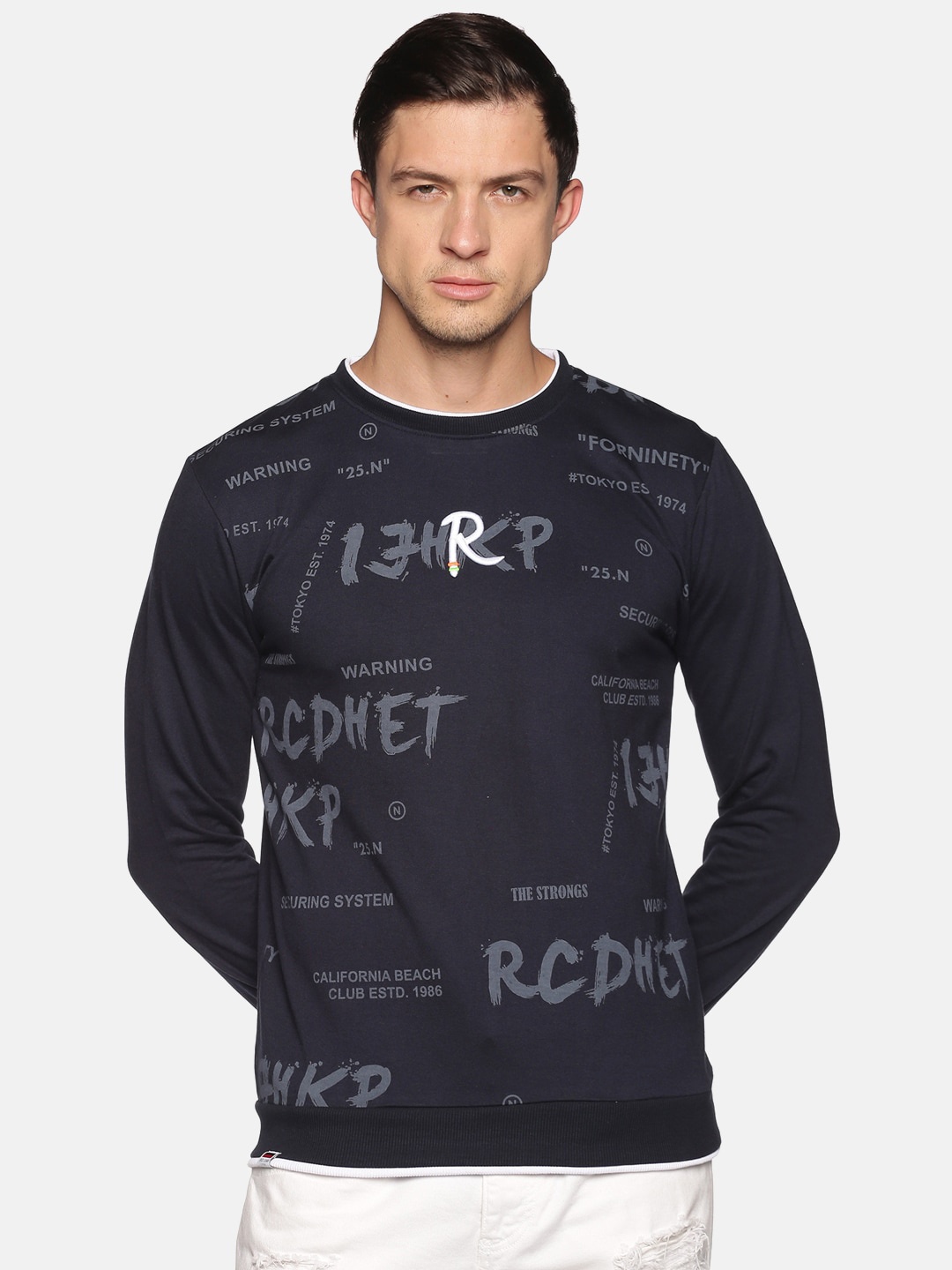 

SHOWOFF Men Navy Blue Printed Sweatshirt