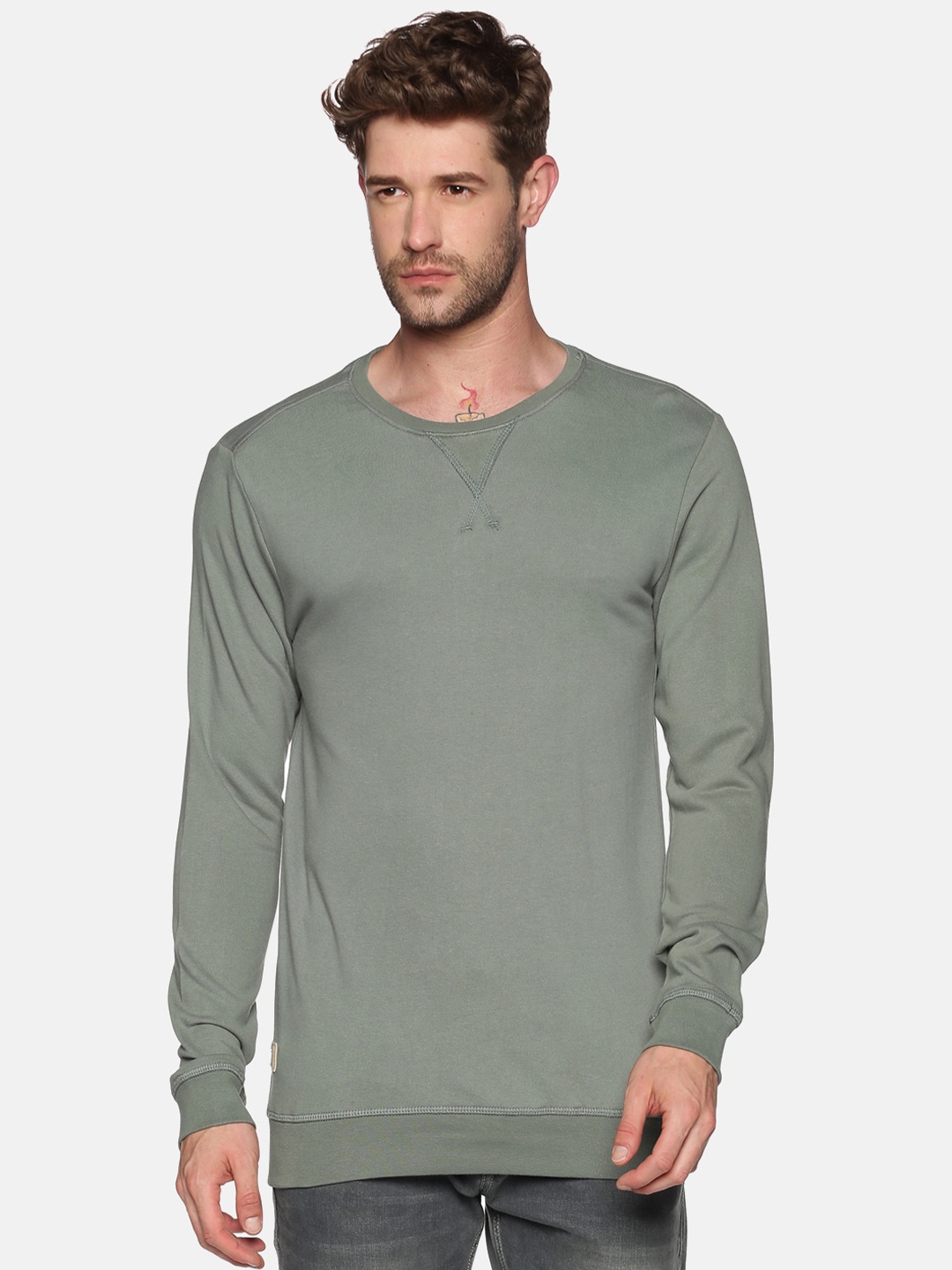 

SHOWOFF Men Green Cotton Sweatshirt