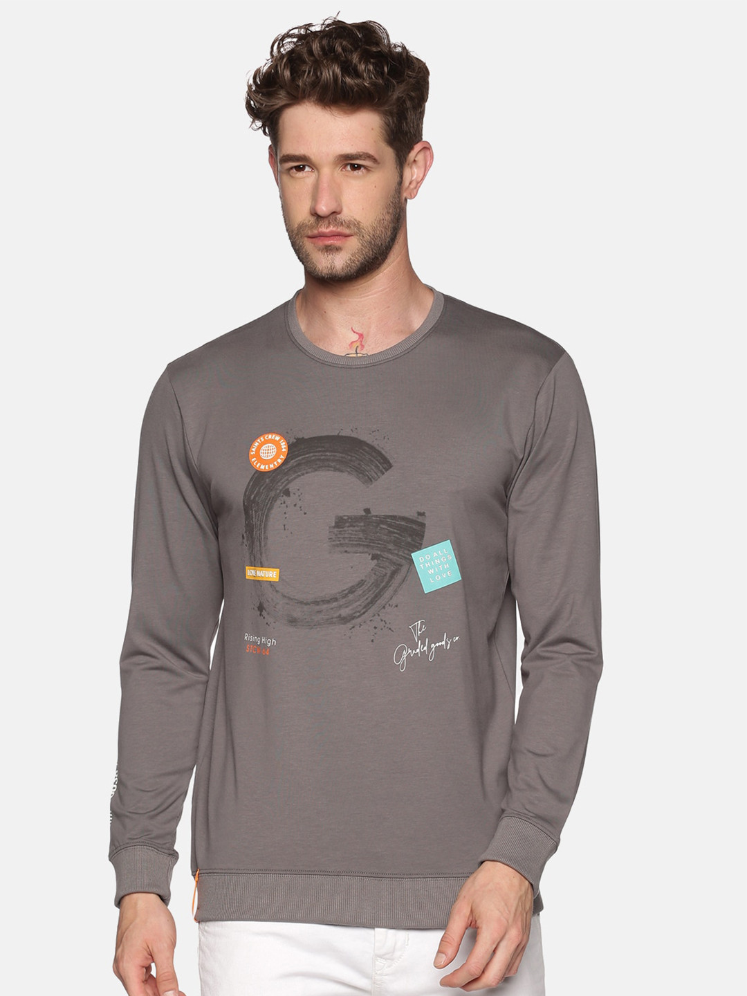 

SHOWOFF Men Grey Printed Sweatshirt