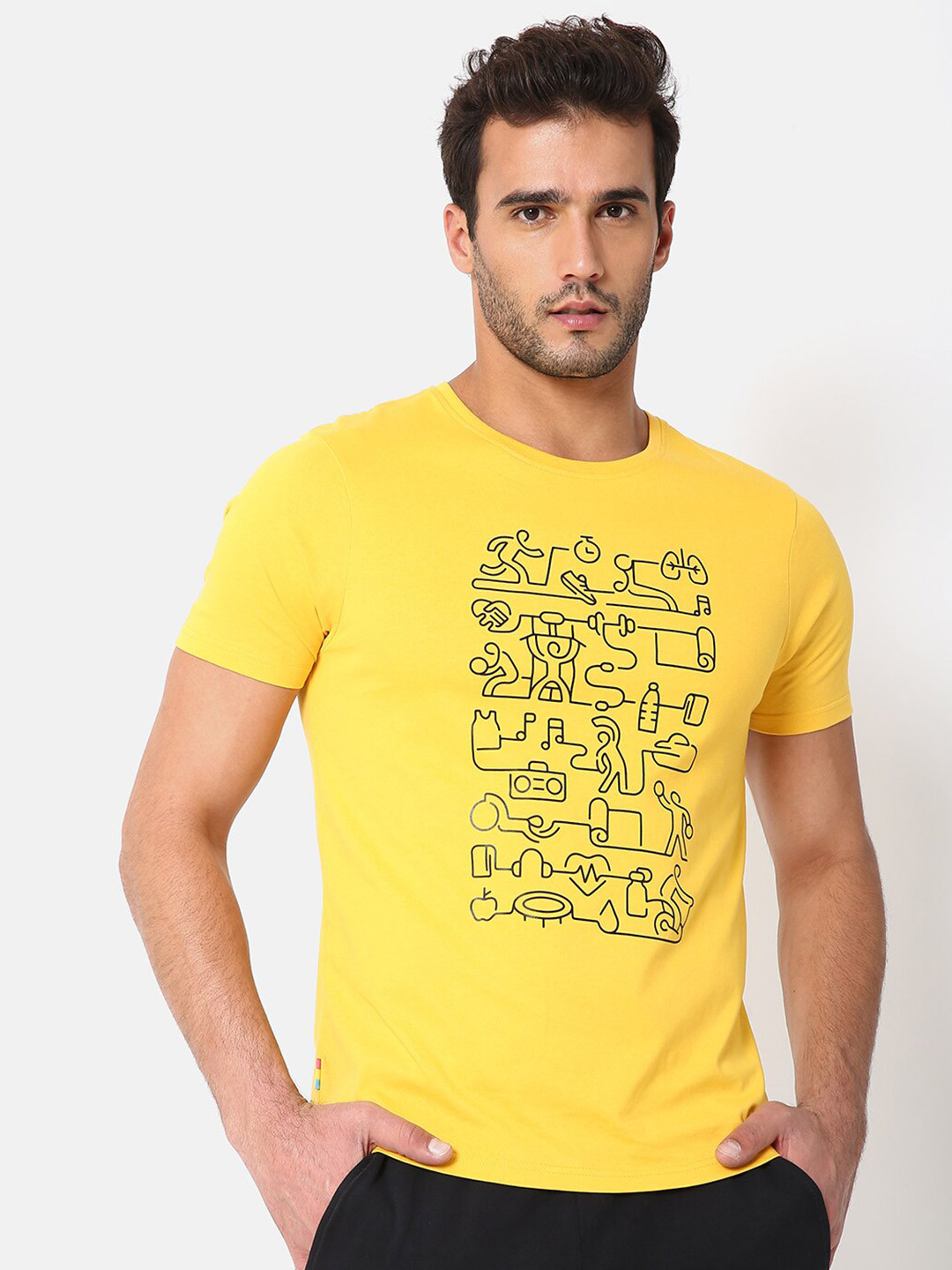

Cultsport Men Mustard Yellow Printed Vitals Lifestyle T-shirt