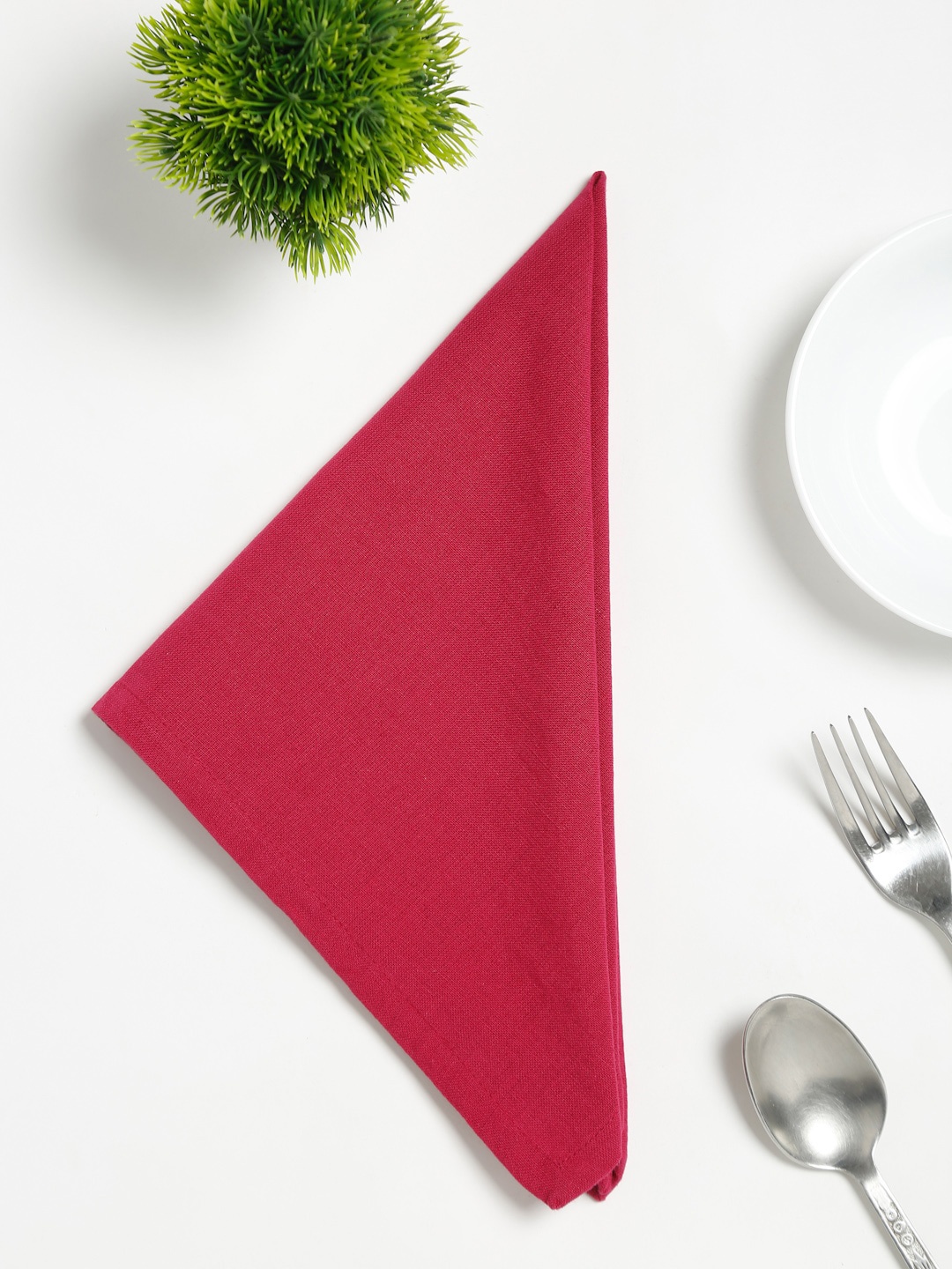 

Fabindia Unisex Set Of 4 Red Solid Square Table Napkins