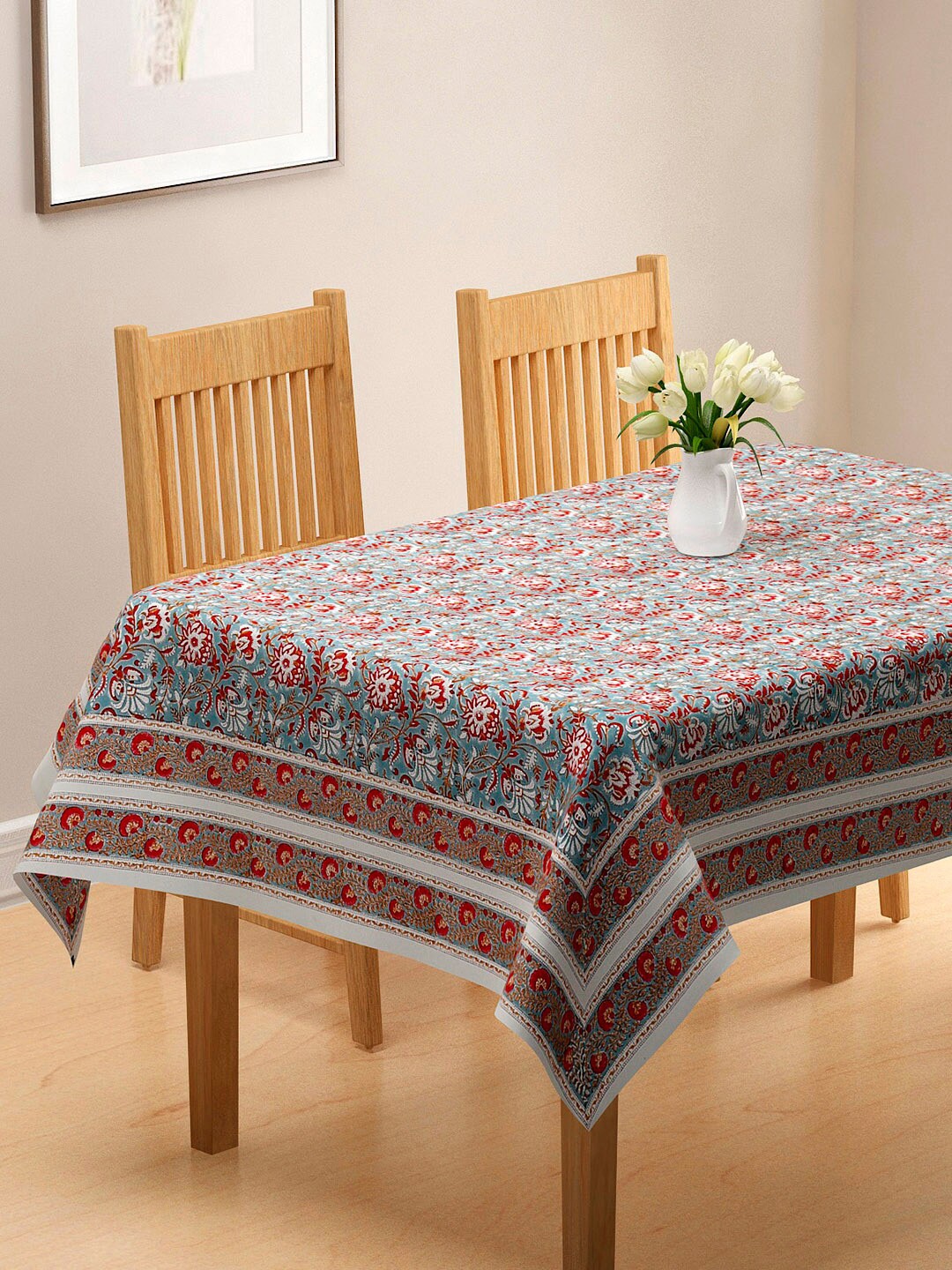 

Fabindia Blue & Red Printed 4-Seater Rectangle Cotton Table Cover