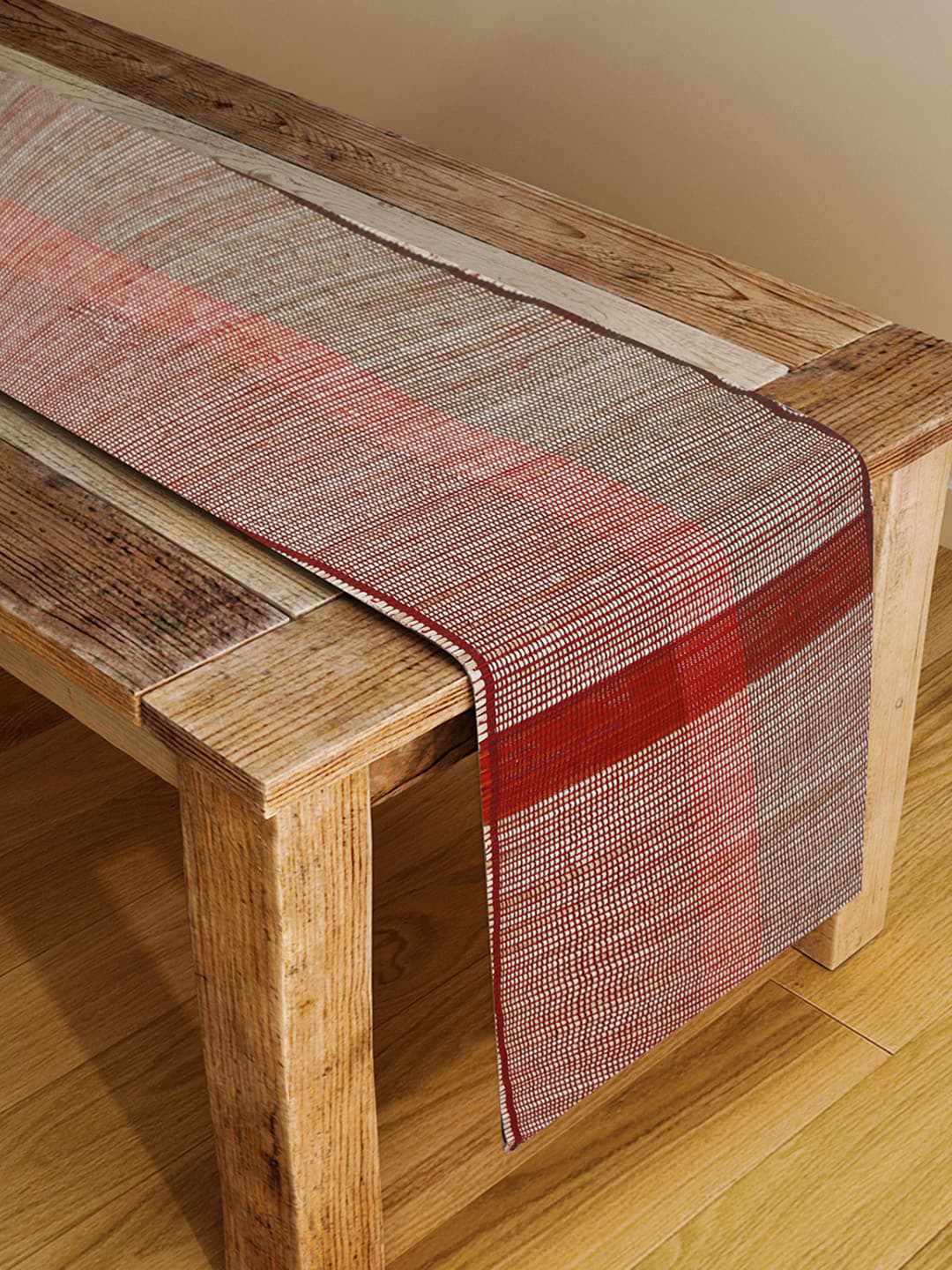 

Fabindia Red Self Design Table Runner