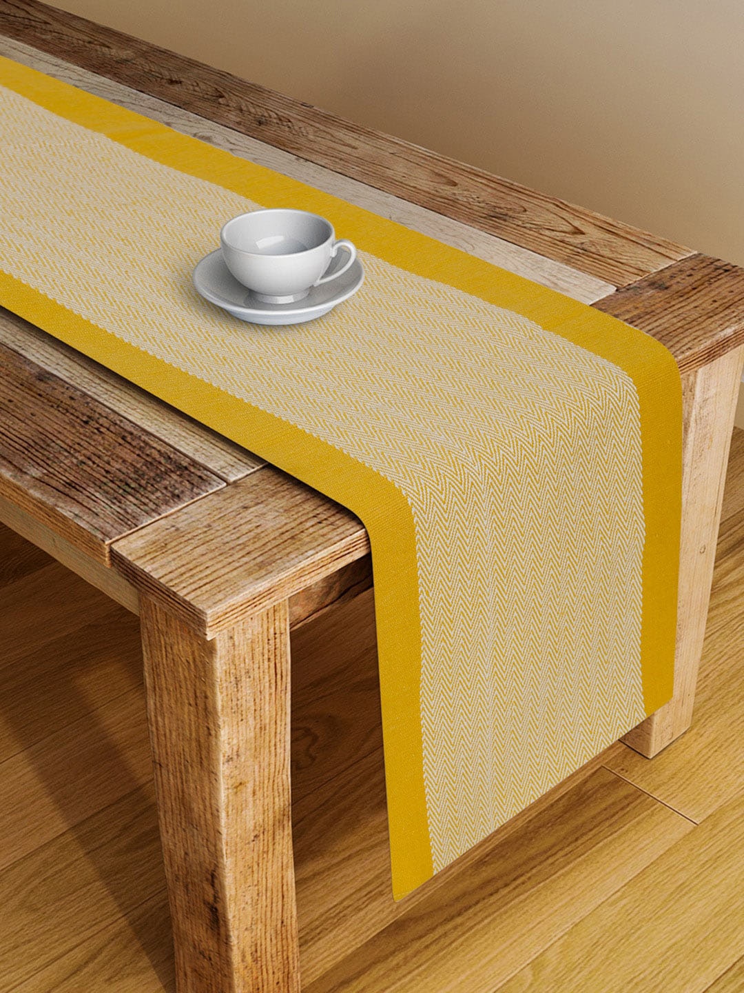 

Fabindia Yellow & Beige Self Design Pure Cotton Table Runner