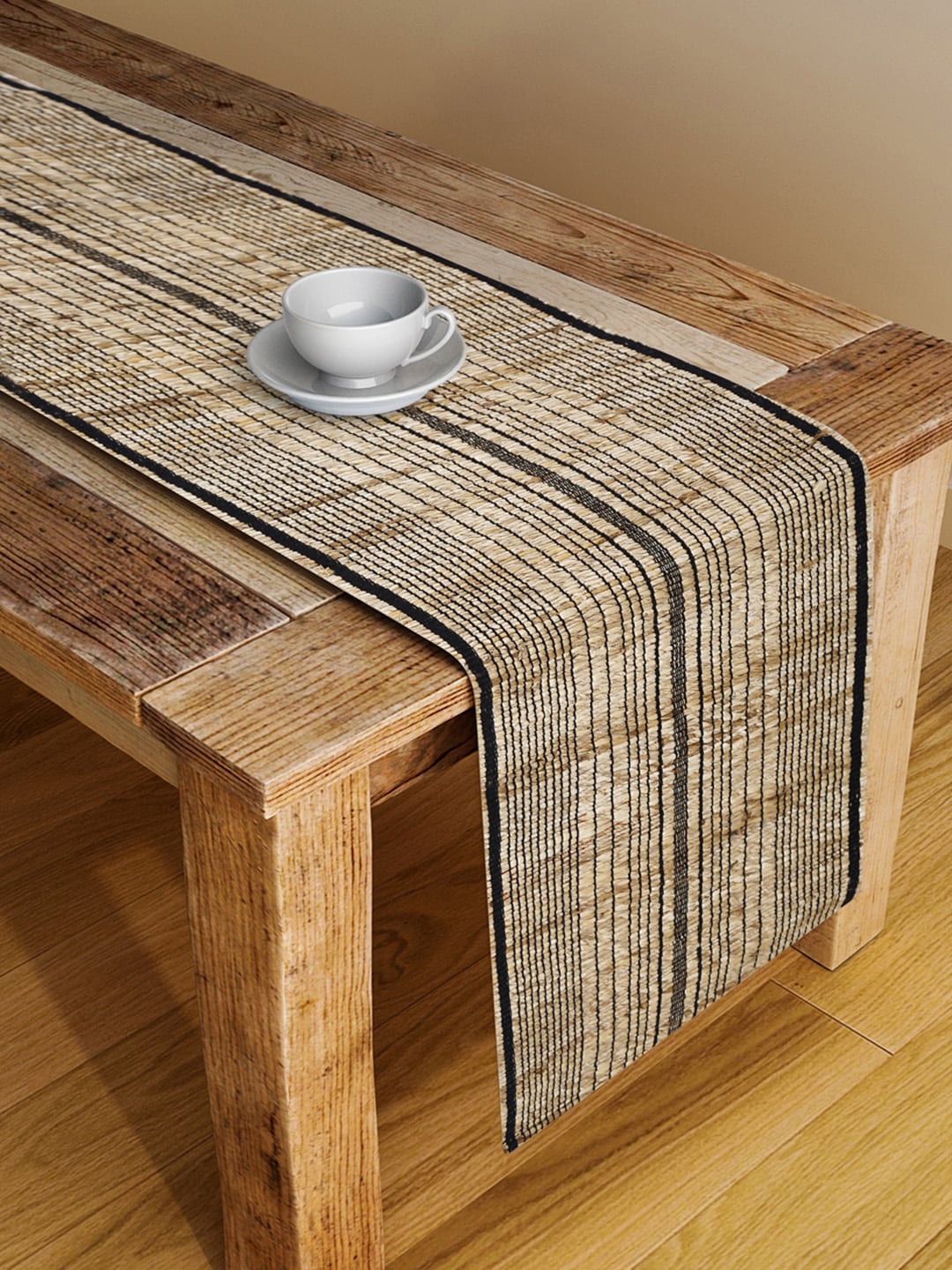 

Fabindia Brown & Black Self Design Table Runner