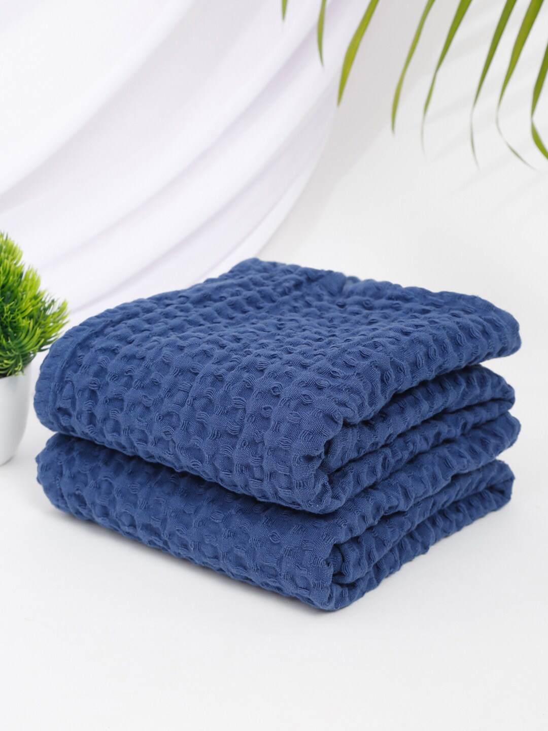 

Fabindia Set Of 2 Blue Woven Pure Cotton Dish Towels