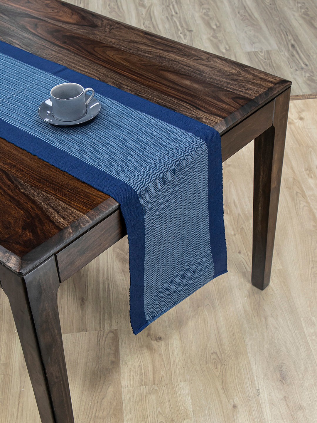 

Fabindia Navy Blue chevron Printed Pure Cotton Table Runners