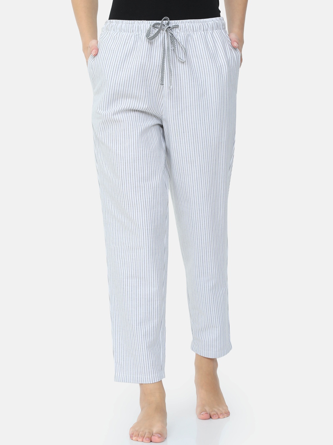 

Bareblow Women Grey Striped Lounge Pants