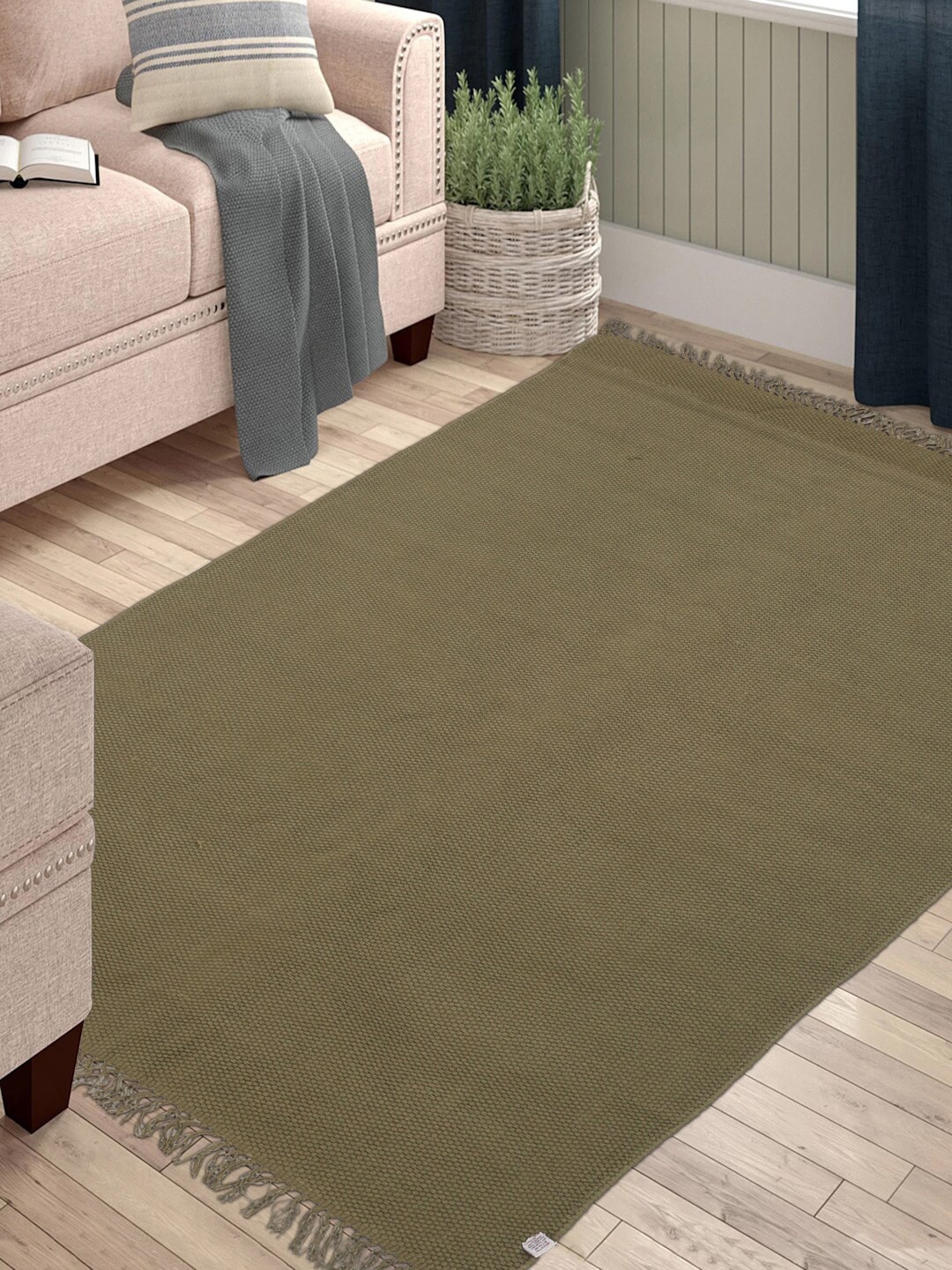 

Fabindia Green Solid Dhurrie Cotton Floor Mat