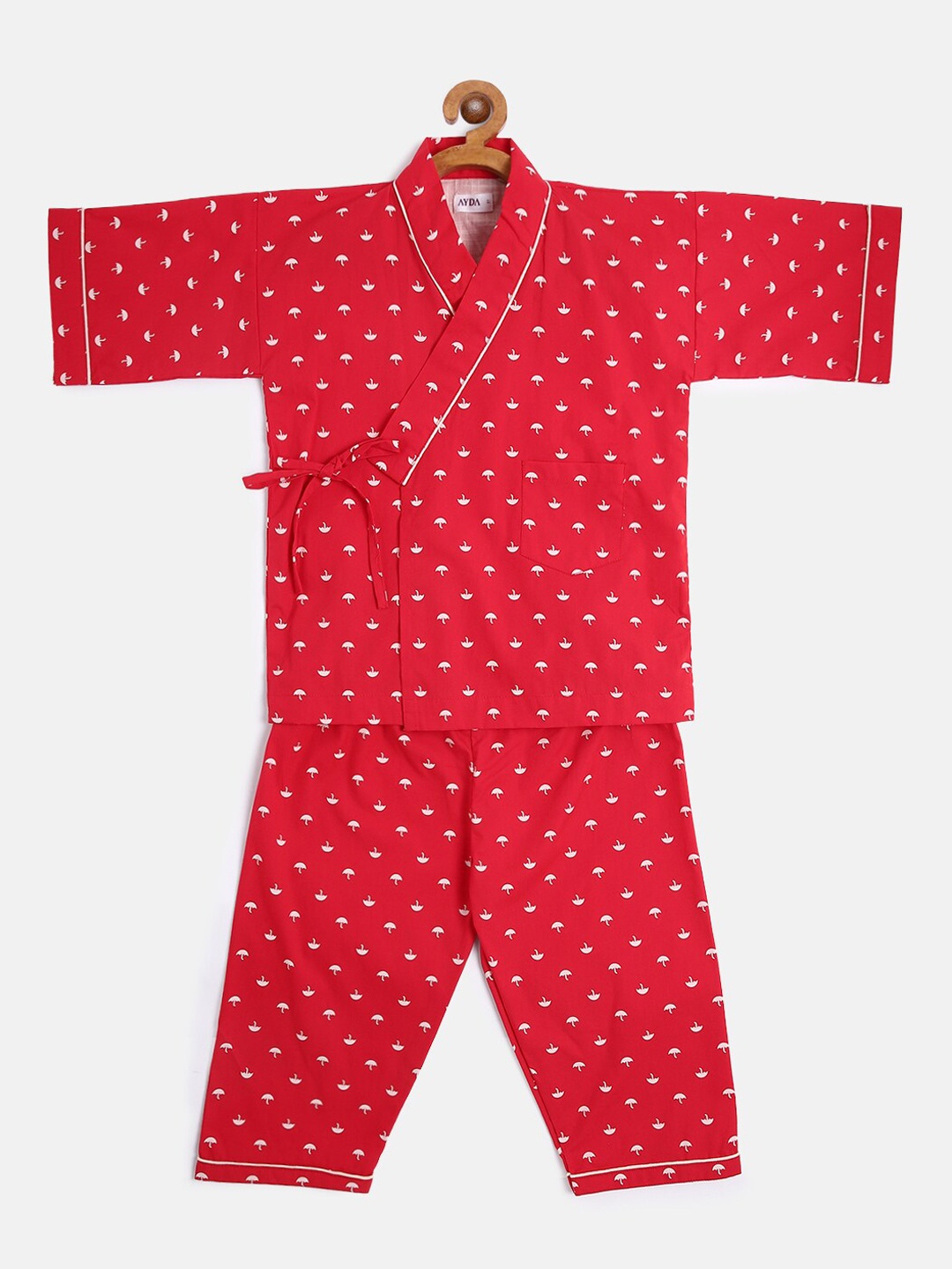 

AYDA KIDS Unisex Kids Red & White Printed Night suit