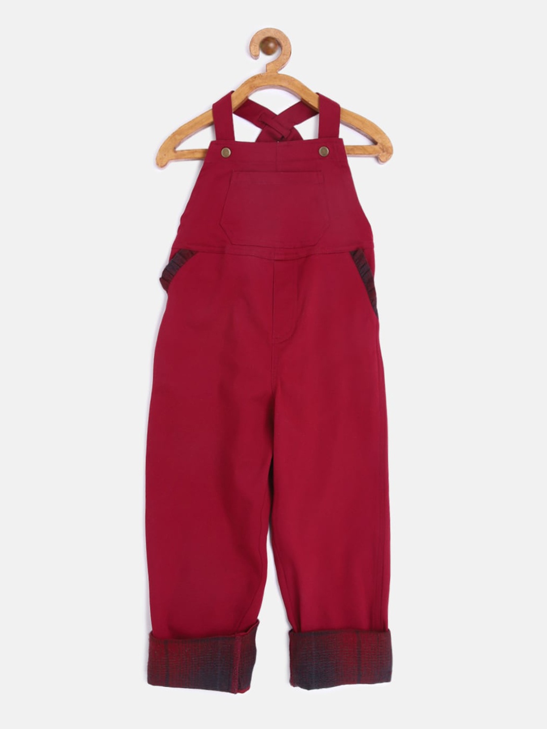 

AYDA KIDS Kids Red Solid Dungaree