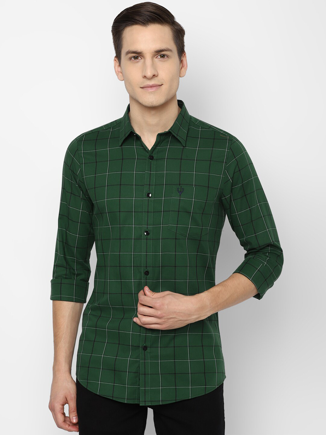 

Allen Solly Men Green Slim Fit Tartan Checks Opaque Checked Casual Shirt