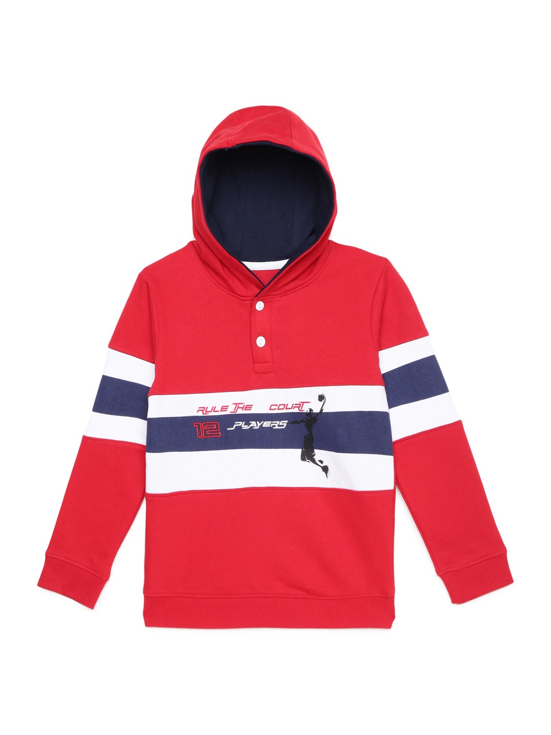 

UNDER FOURTEEN ONLY Boys Red Hooded Sweatshirt