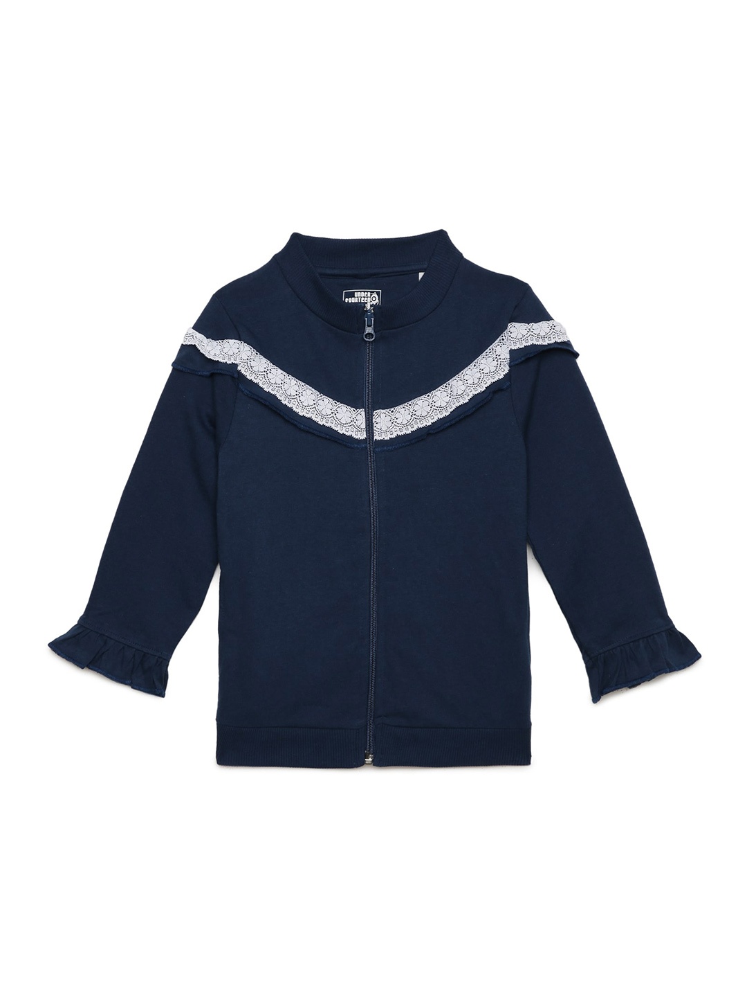 

UNDER FOURTEEN ONLY Girls Navy Blue Solid Round Neck Sweatshirt