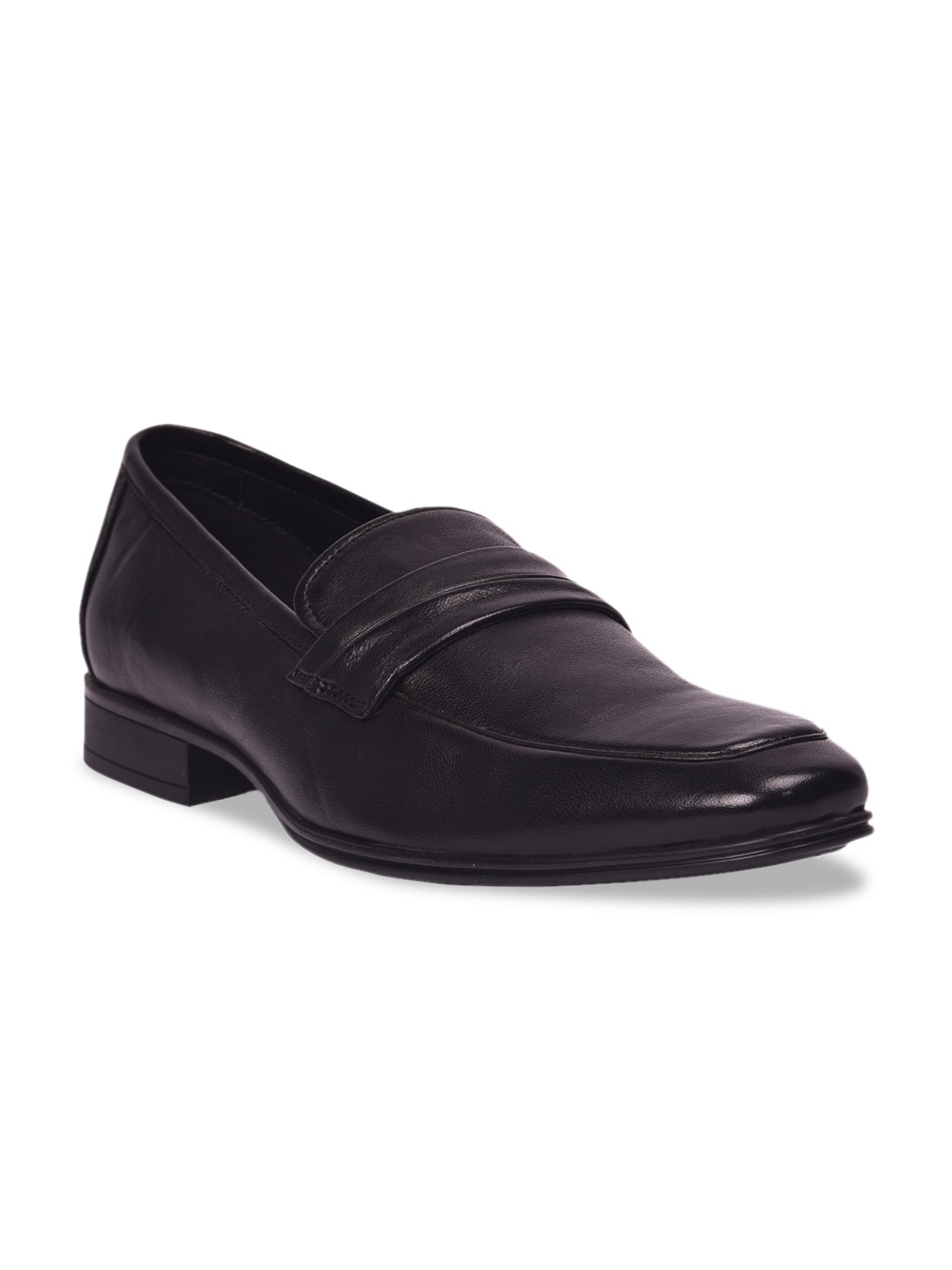 

Pavers England Men Black Solid Leather Formal Loafers