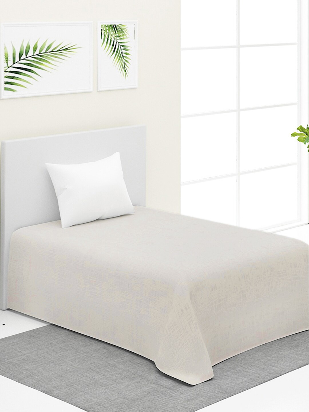

Fabindia White Woven Design 350-499 TC Bed Cover