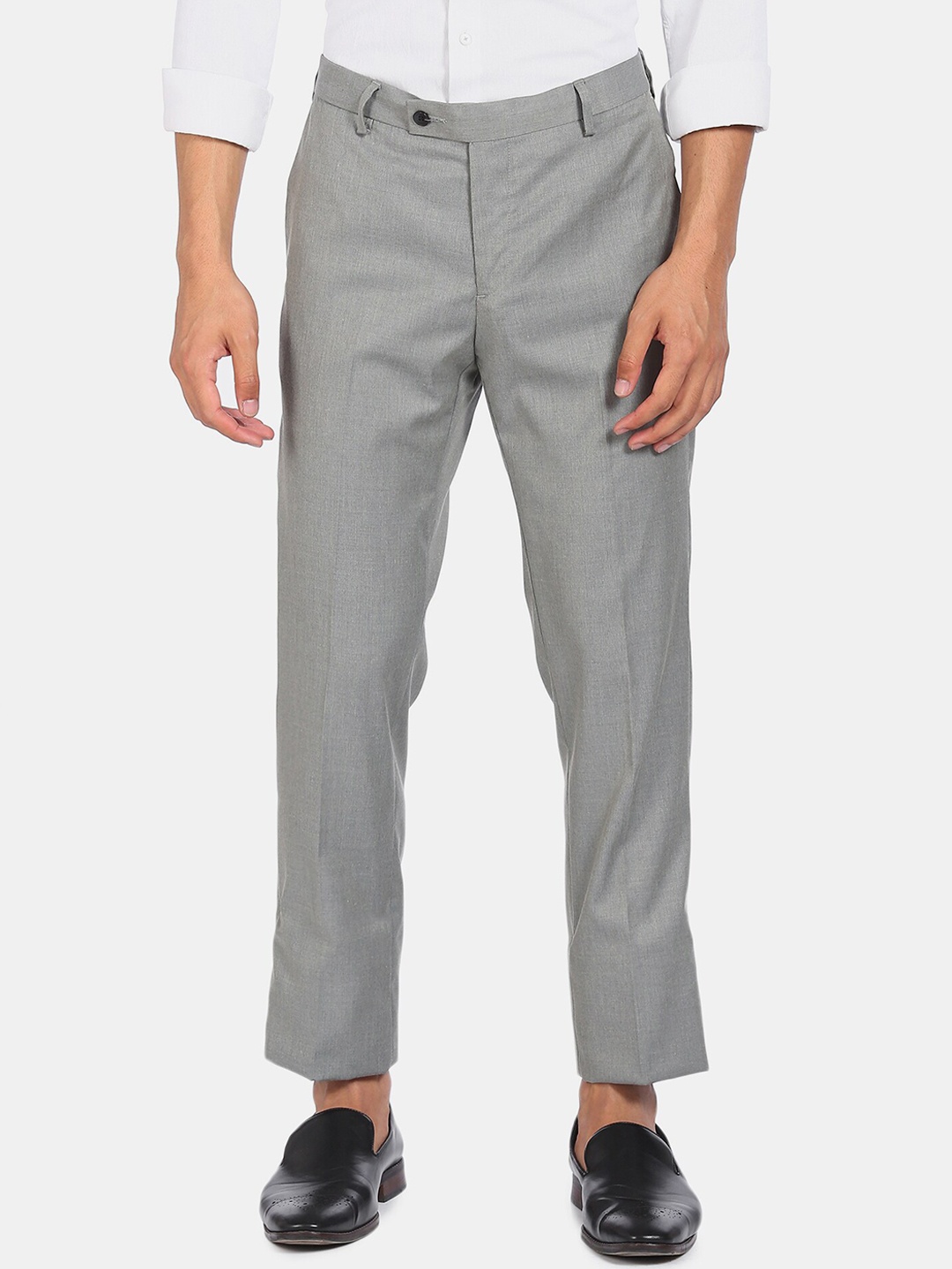 

Arrow Men Mid-Rise Autoflex Formal Trousers, Grey