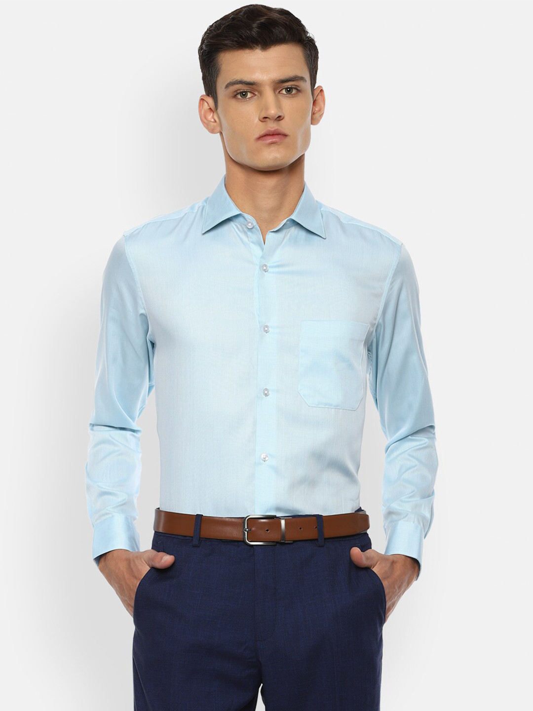 

Louis Philippe Men Blue Regular Fit Solid Formal Shirt