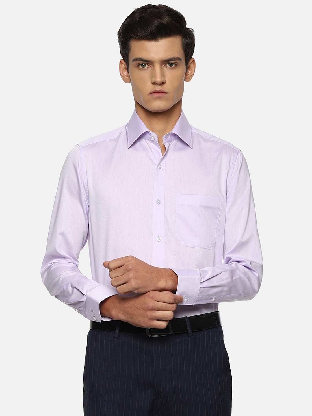 

Louis Philippe Men Purple Opaque Cotton Formal Shirt