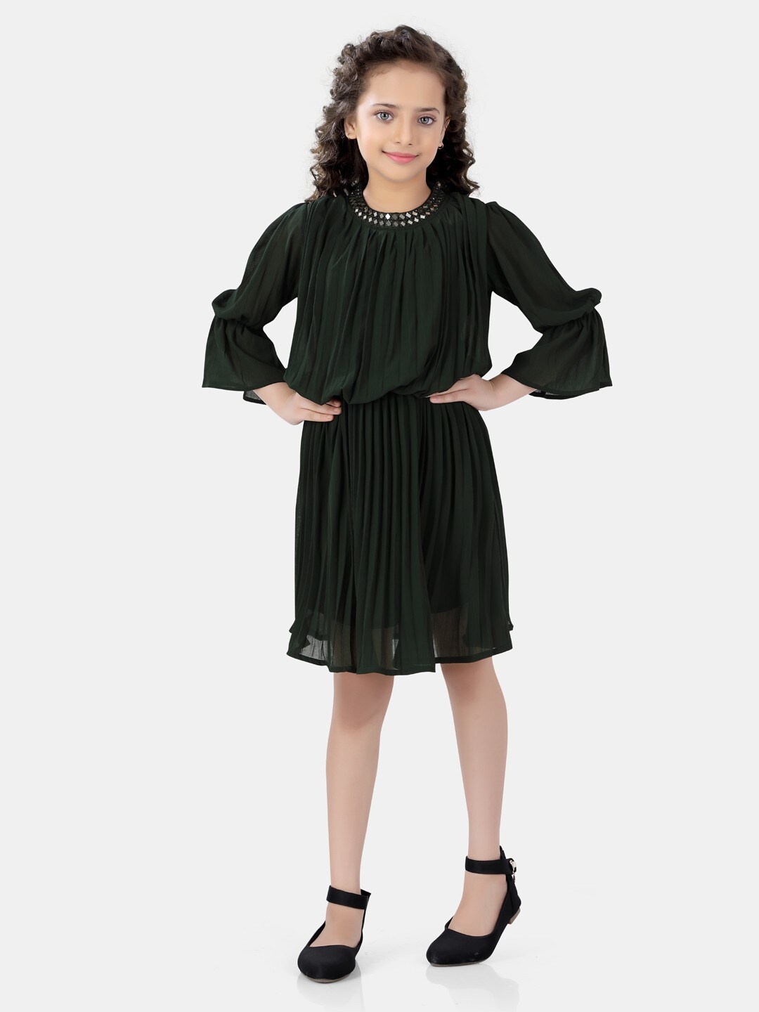 

POPLINS Green A-Line Dress