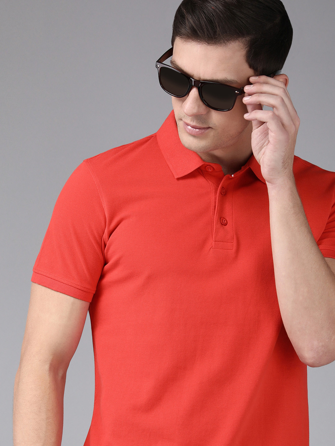 

SPYKAR Men Coral Red Solid Polo Collar Slim Fit Casual T-shirt