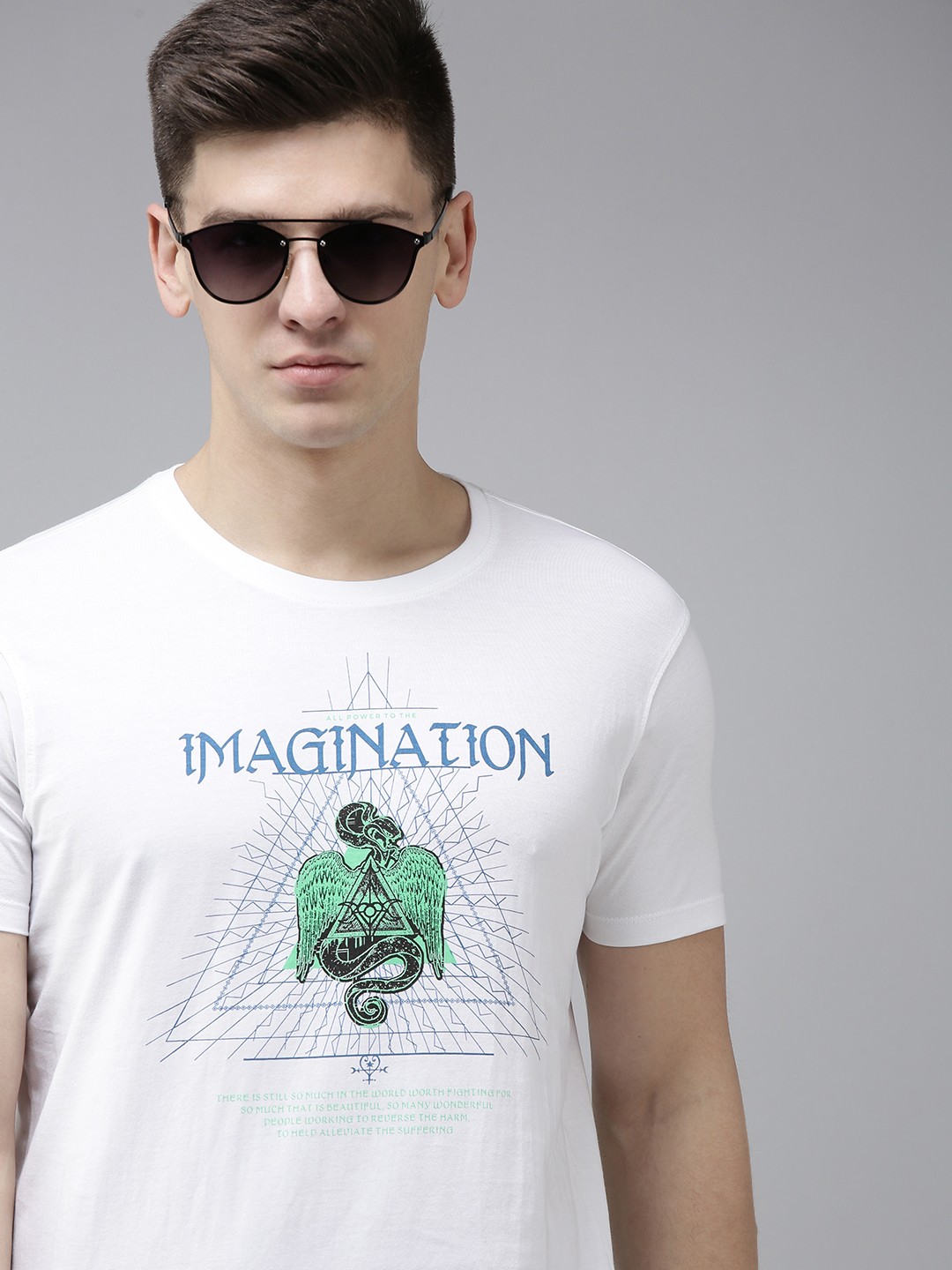 

SPYKAR Men White Typography Printed Slim Fit T-shirt