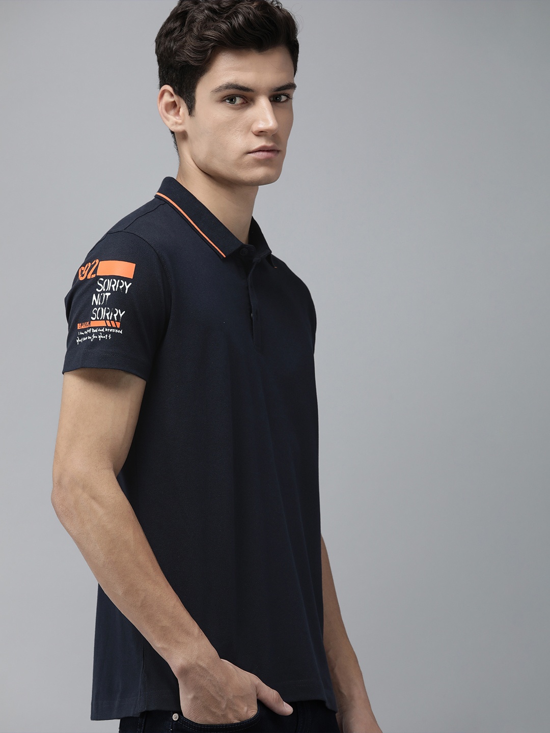 

SPYKAR Men Navy Blue Solid Slim Fit T-shirt