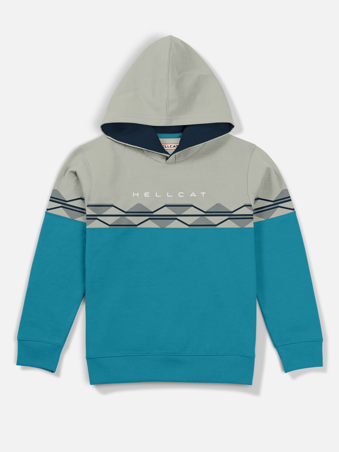 

HELLCAT Boys Blue Colourblocked Hooded Sweatshirt
