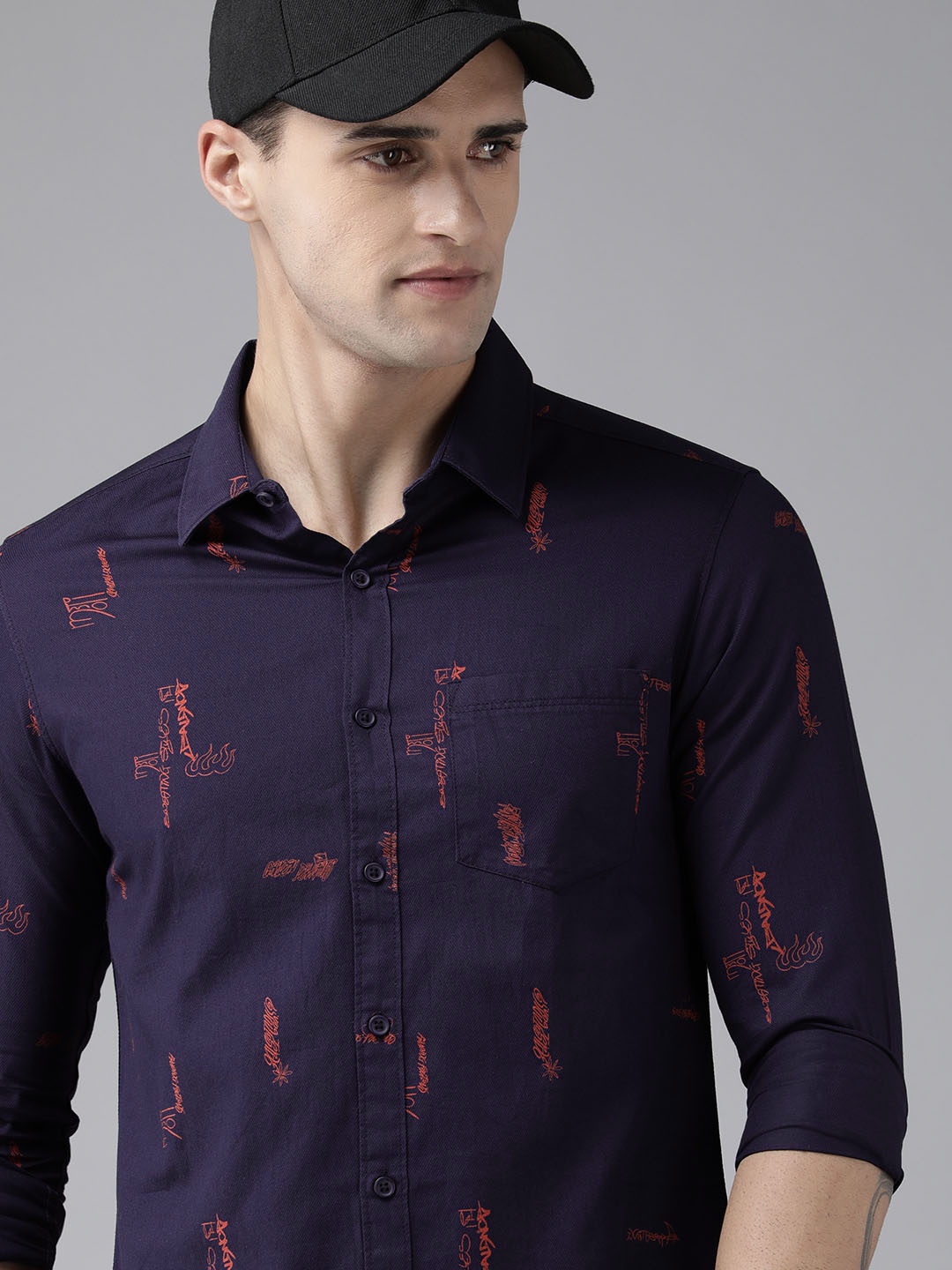 

SPYKAR Men Blue Slim Fit Printed Casual Shirt