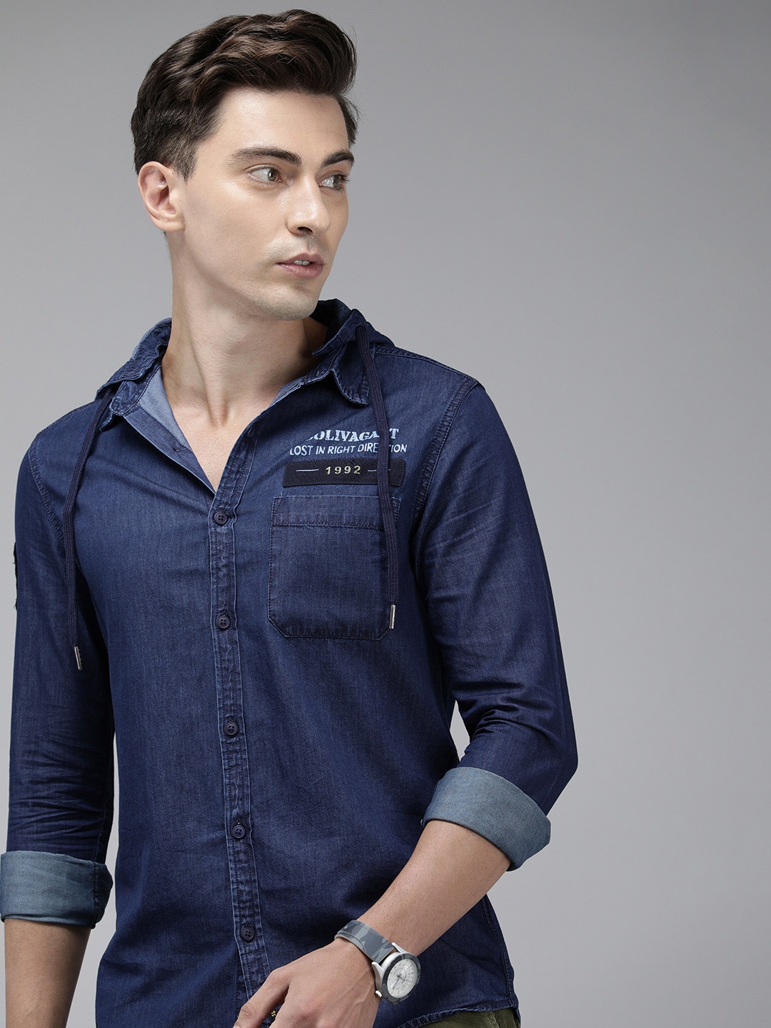 

SPYKAR Men Blue Slim Fit Printed Pure Cotton Casual Shirt