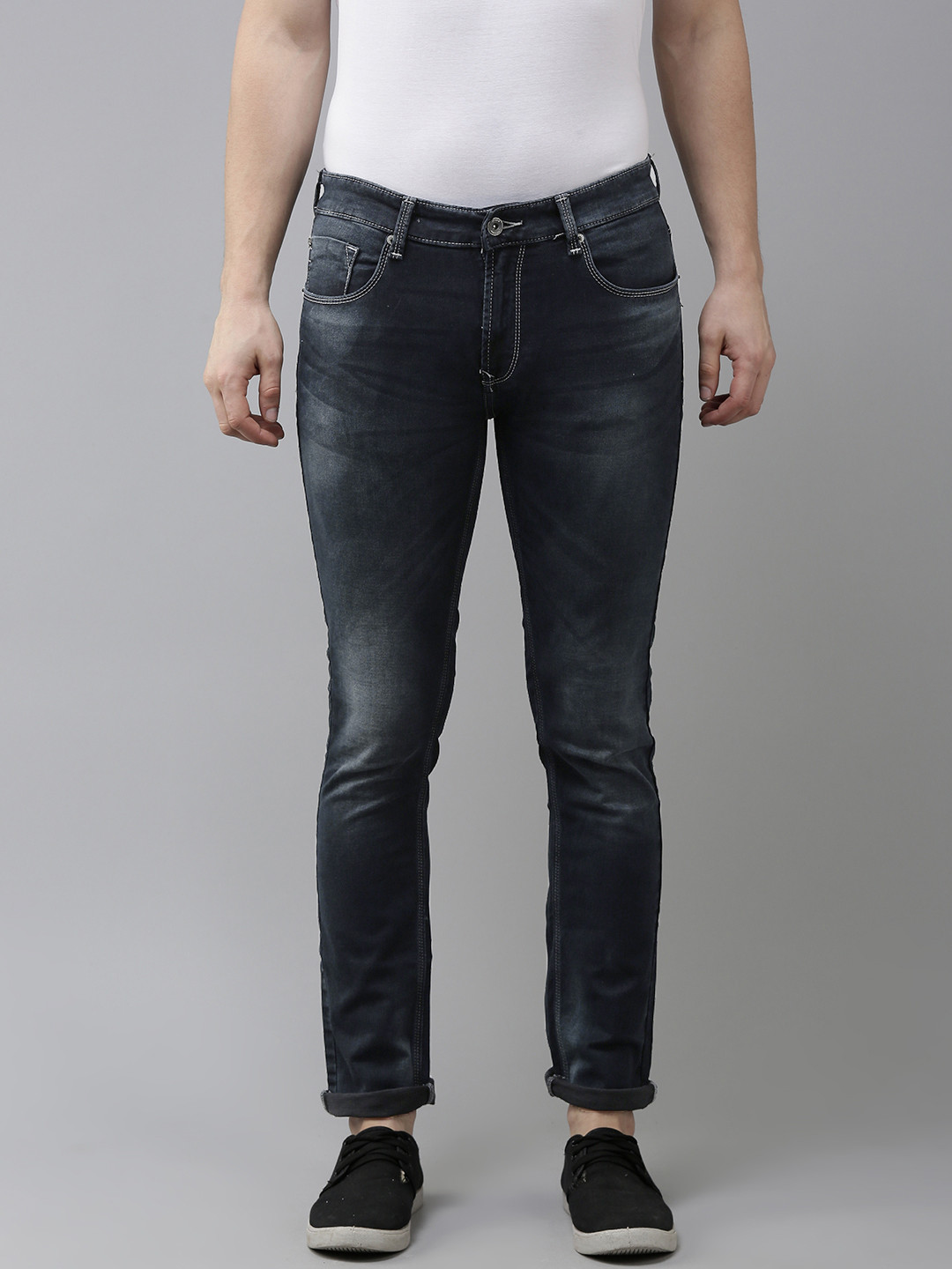 

SPYKAR Men Black Skinny Fit Low-Rise Light Fade Stretchable Jeans