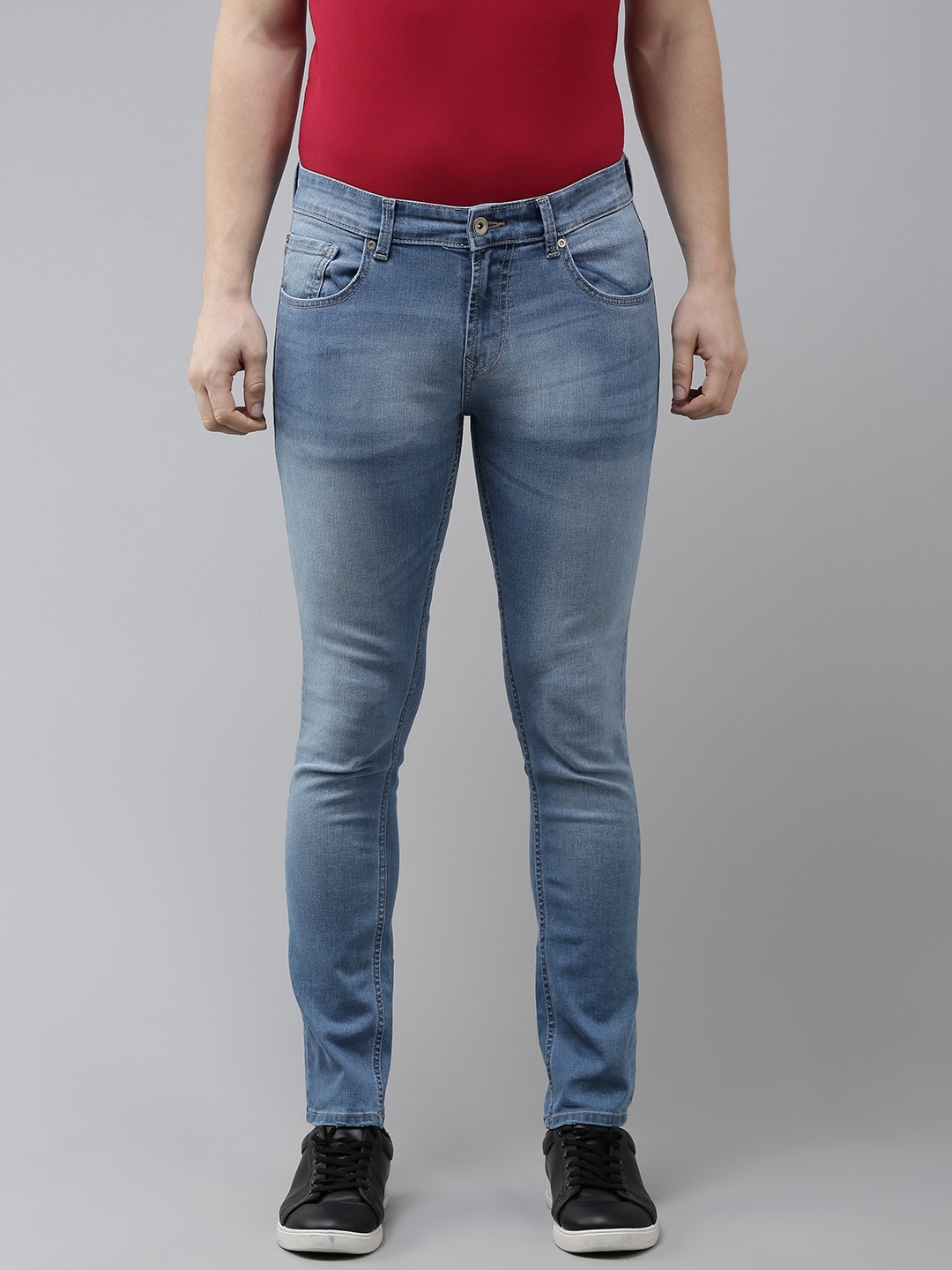 

SPYKAR Men Blue Super Skinny Fit Low-Rise Heavy Fade Stretchable Jeans