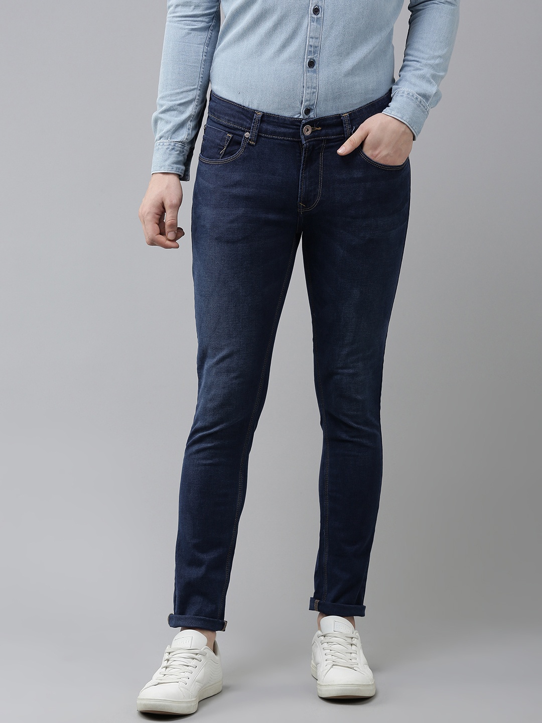 

SPYKAR Men Blue Super Skinny Fit Low-Rise Clean Look Jeans