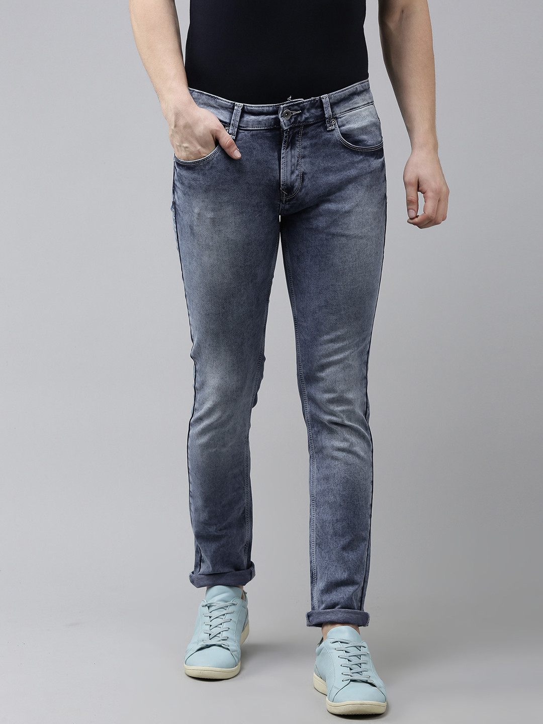 

SPYKAR Men Blue Skinny Fit Low-Rise Heavy Fade Stretchable Jeans