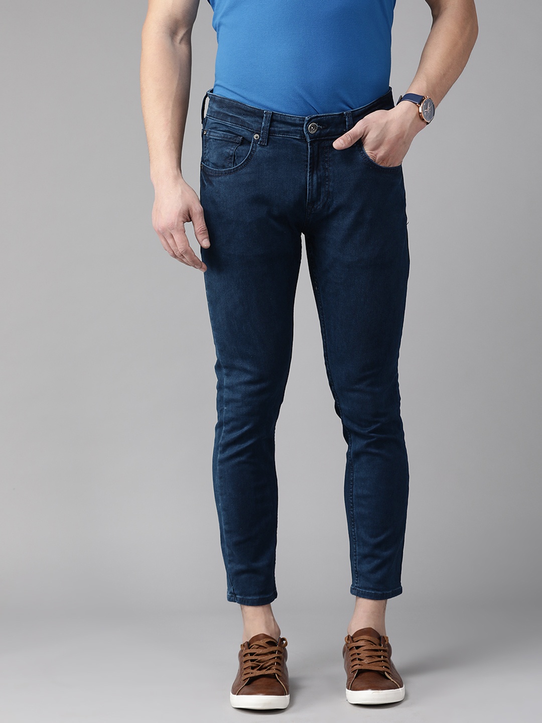 

SPYKAR Men Navy Blue Slim Fit Light Fade Stretchable Jeans