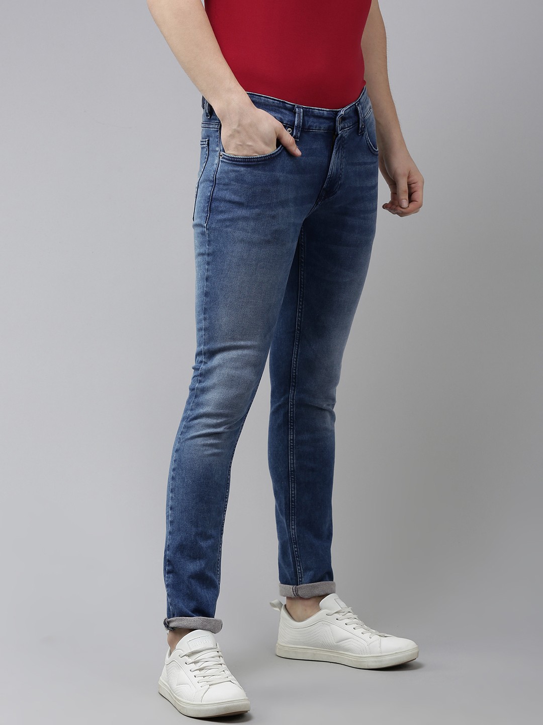 

SPYKAR Men Blue Skinny Fit Mid-Rise Heavy Fade Stretchable Jeans