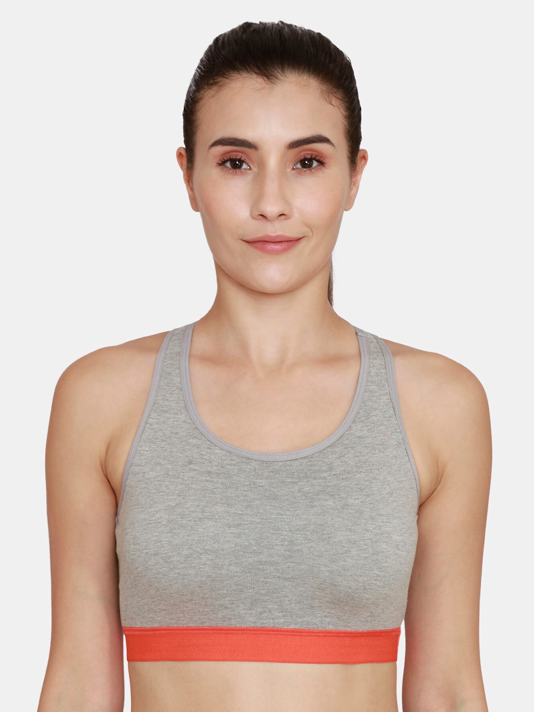 

Rosaline by Zivame Grey Solid Sports Bra