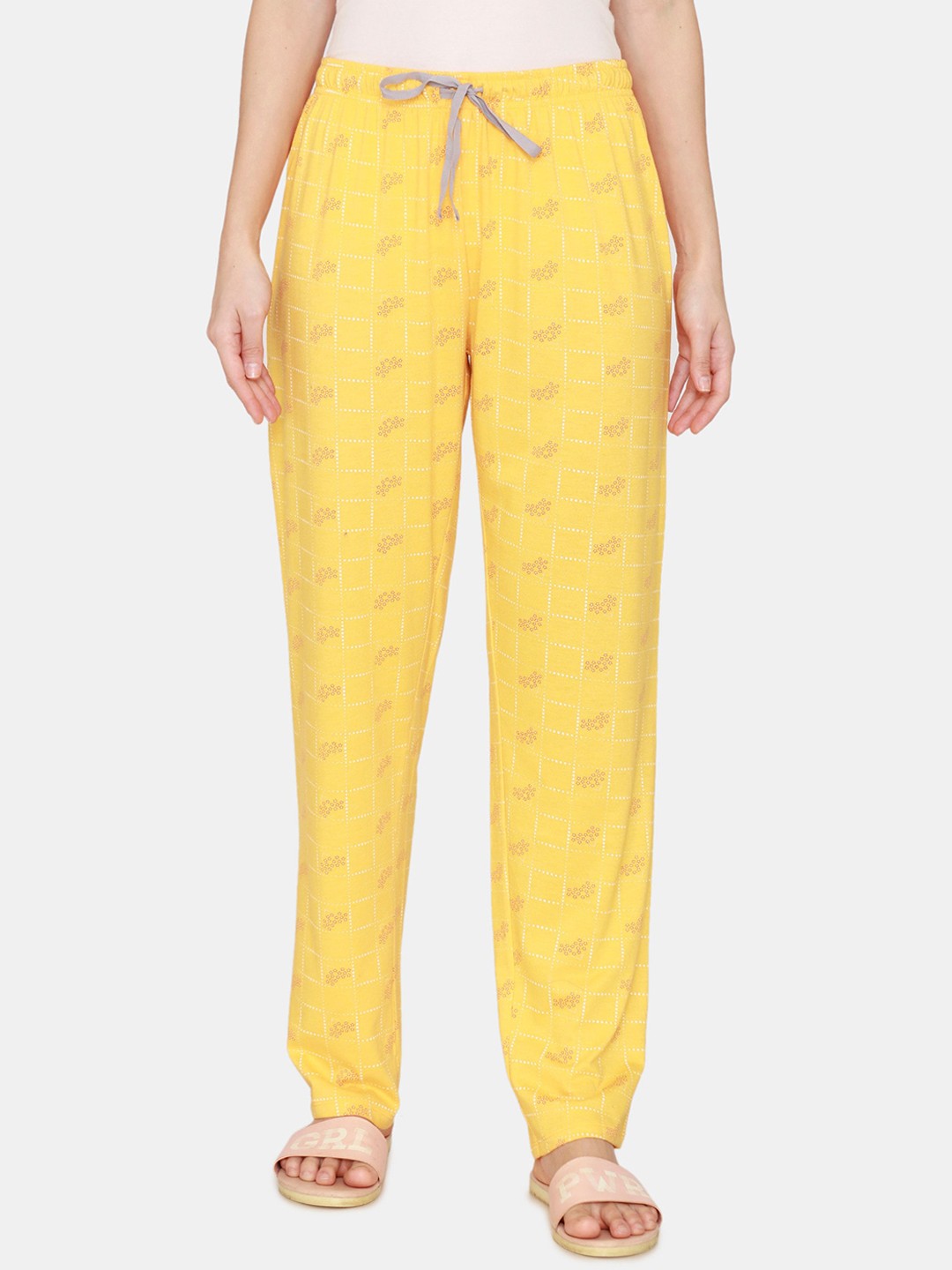 

Rosaline by Zivame Women Yellow Knitted Cotton Lounge Pants