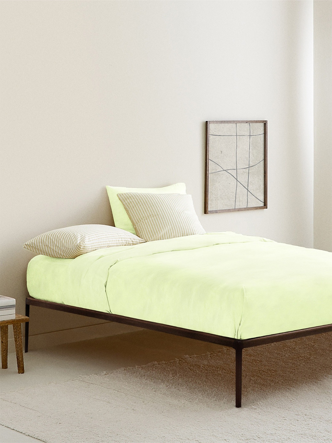 

THE BABY ATELIER Green 300 TC Single Bedsheet with 1 Pillow Covers