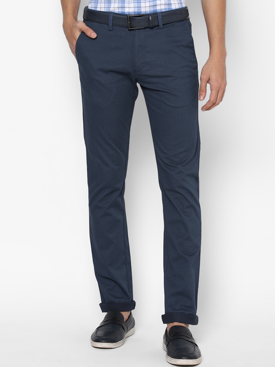 

Allen Solly Men Navy Blue Slim Fit Trousers