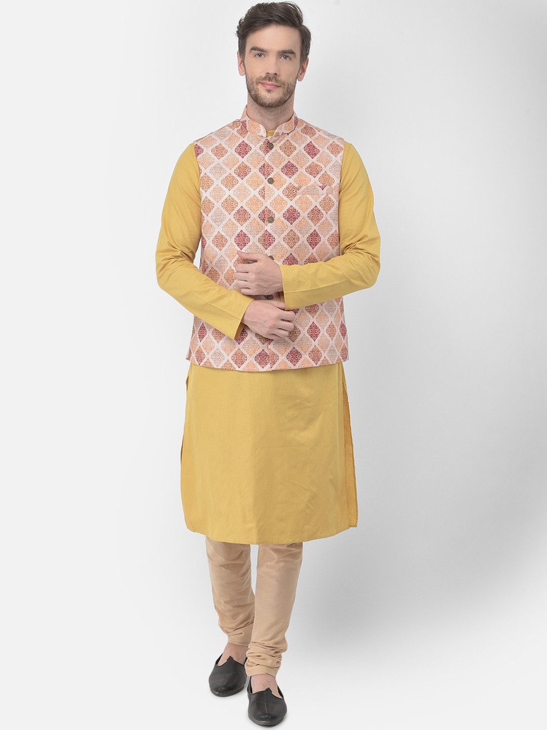

TABARD Men Beige Regular Pure Cotton Kurta with Churidar