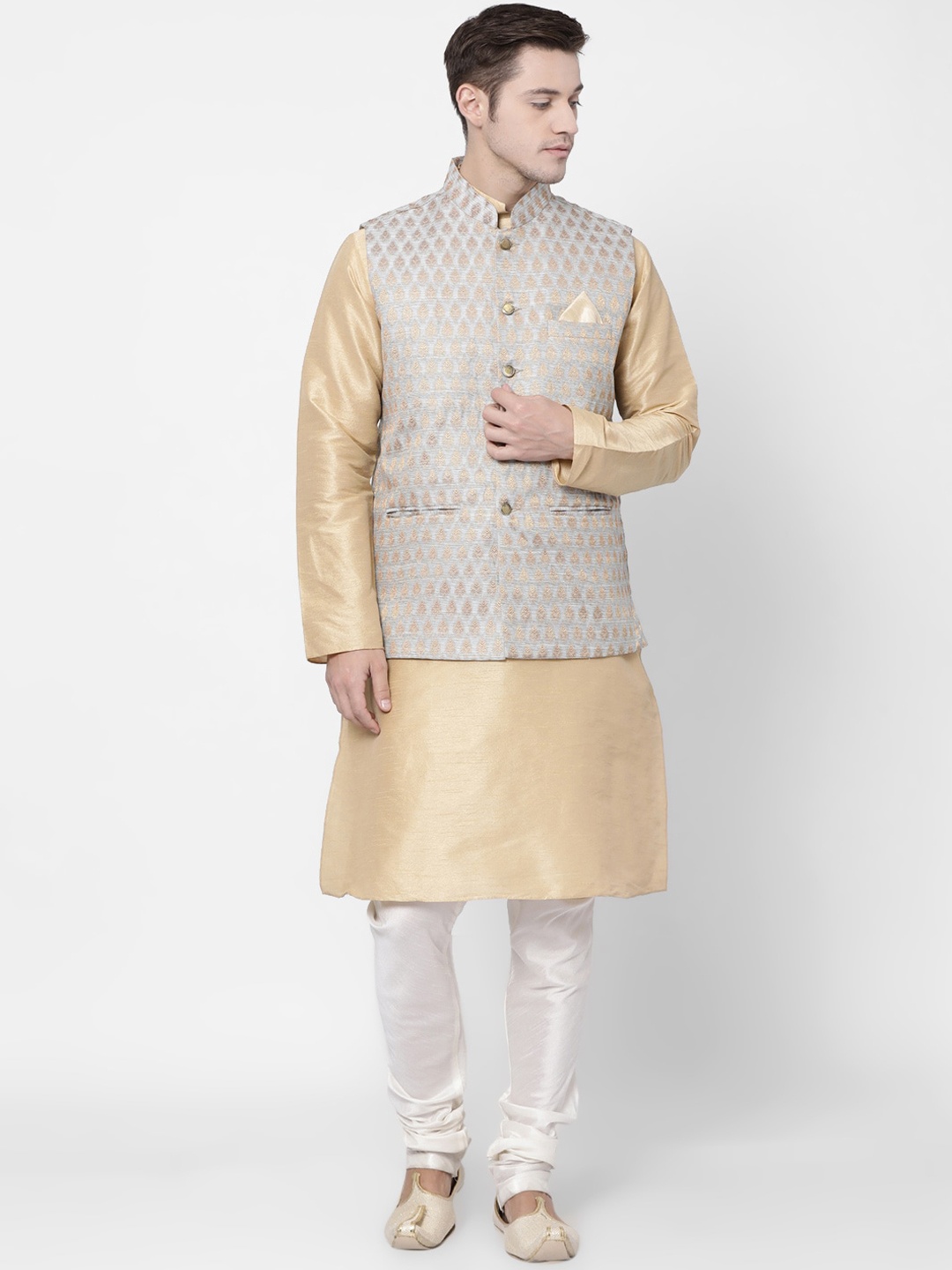 

TABARD Men Beige Regular Dupion Silk Kurta with Churidar