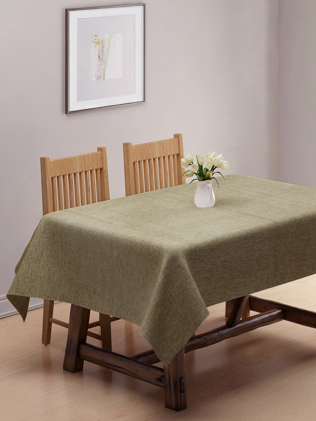 

KLOTTHE Beige Woven Design Cotton 6-Seater Rectangle Table Cloth