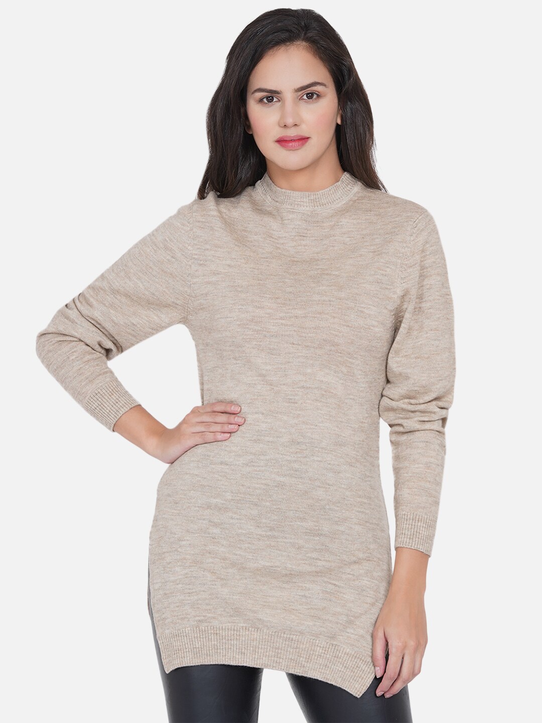

ARMISTO Women Cream-Coloured Lambs Wool Longline Pullover